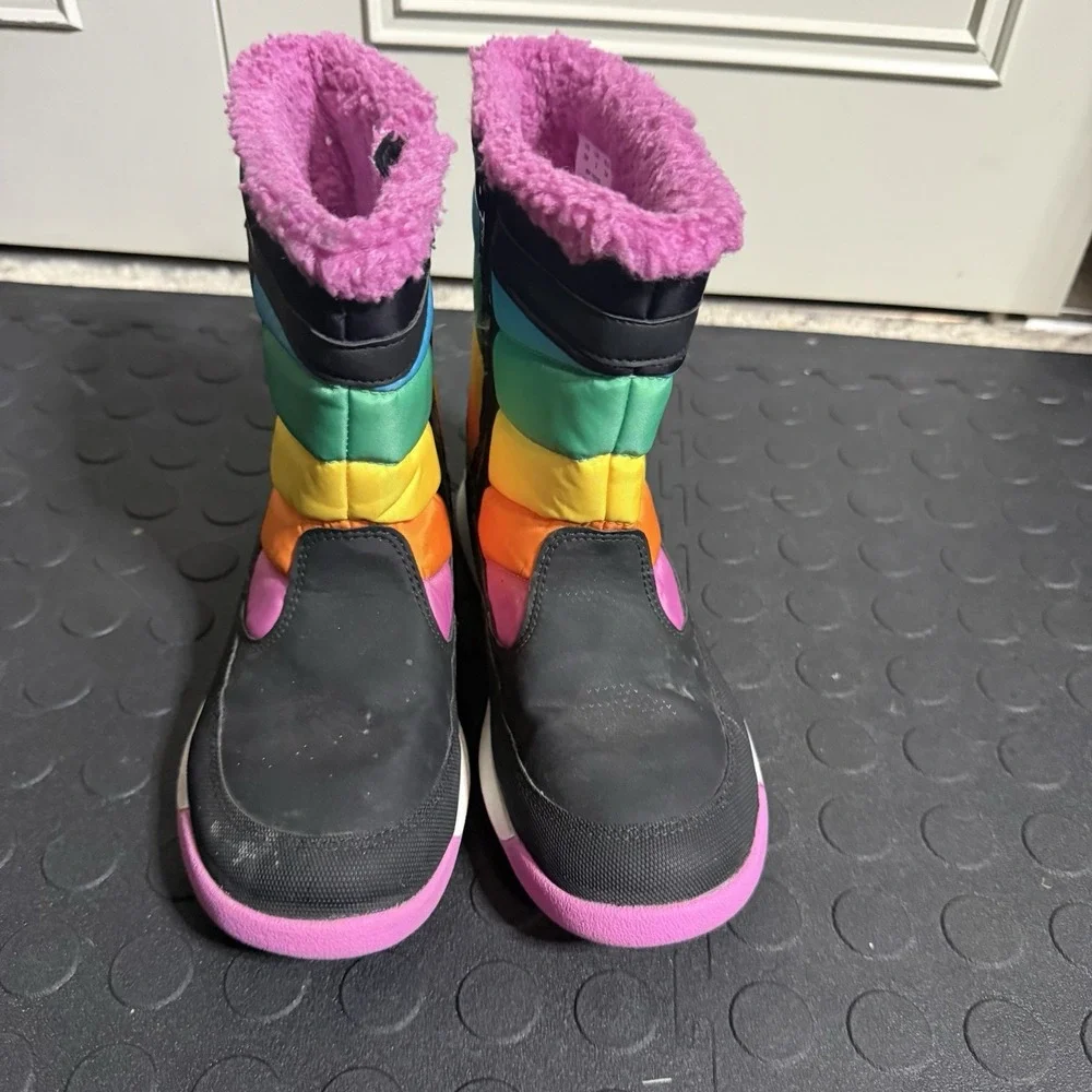 MERRELL Girls ALPINE SNOW STORM Warm BOOTS SIZE 3 MULTICOLOR Rainbow Pink Fur